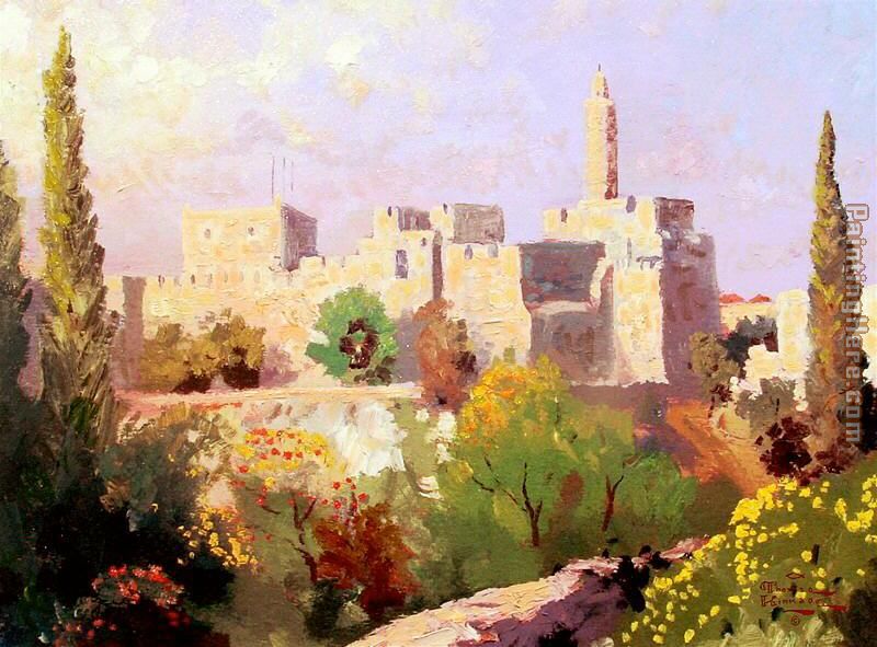 Tower of David painting - Thomas Kinkade Tower of David art painting